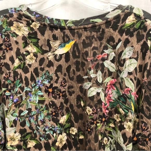 Johnny Was Ash Bird Leopard Swing Top Size Medium - Picture 7 of 10